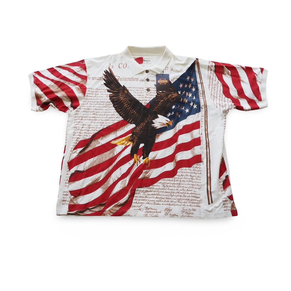 Guide Gear Mens 3XL Polo Shirt American Flag Eagle July 4 1776 Patriotic NWT